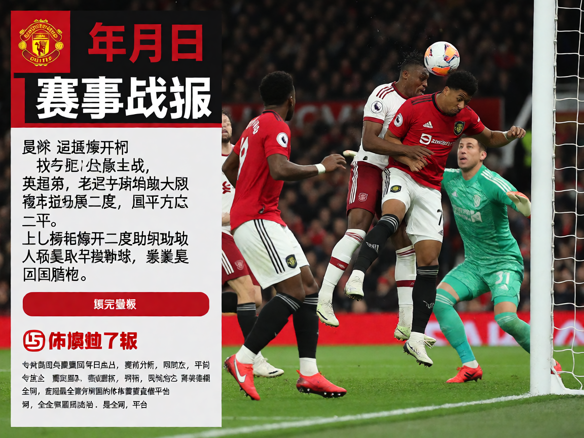 英超联赛激烈对抗场景，球员在禁区内争顶头球，守门员奋力扑救